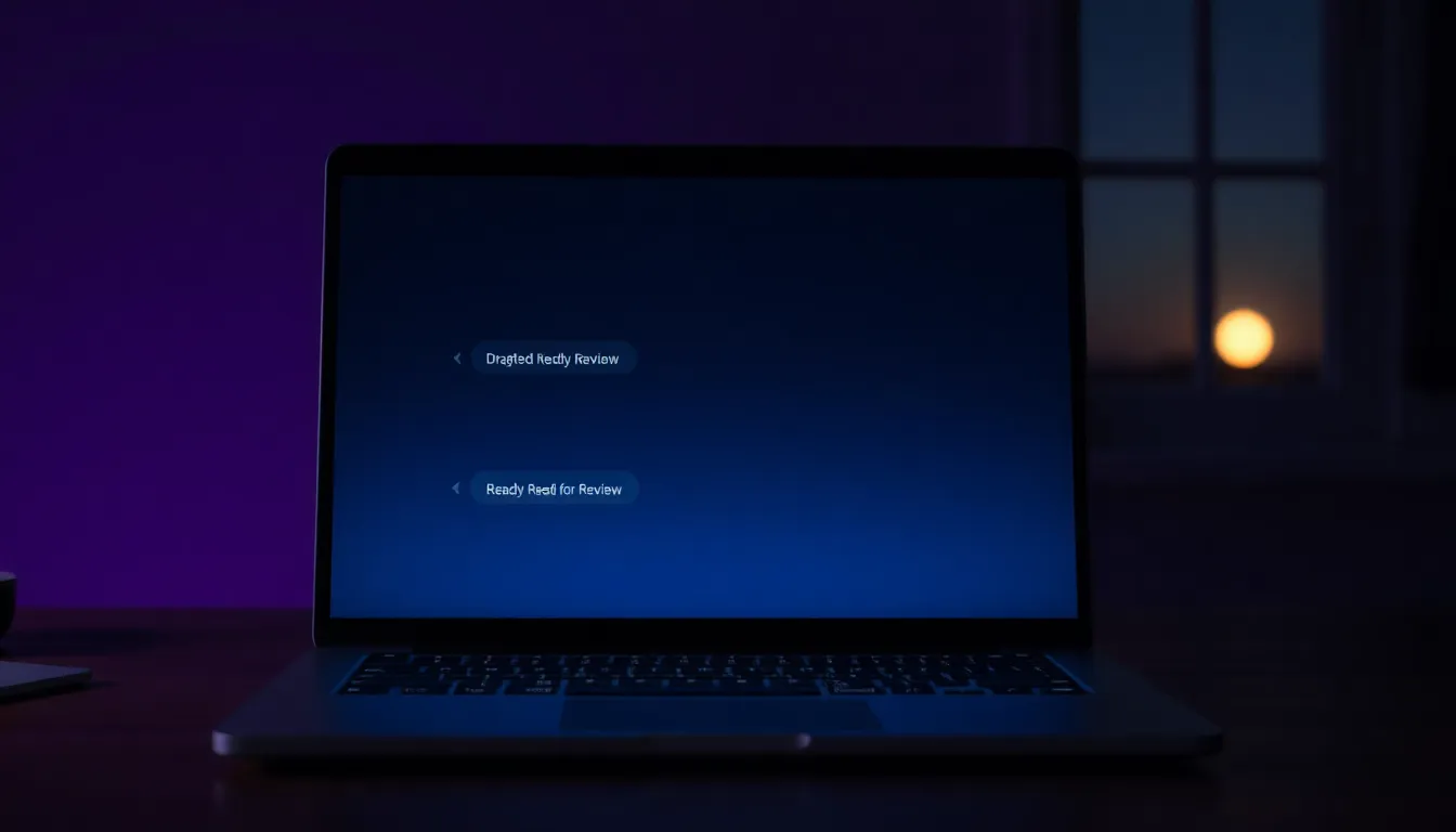 Automated customer email responses for startup — AI agent drafting inbox replies overnight on a laptop screen
