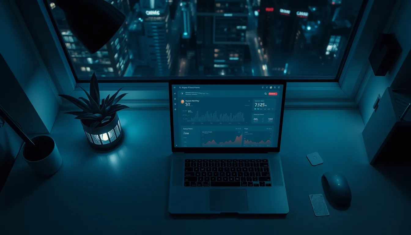 AI employee dashboard running overnight on a laptop showing credit ledger and agent activity for a startup