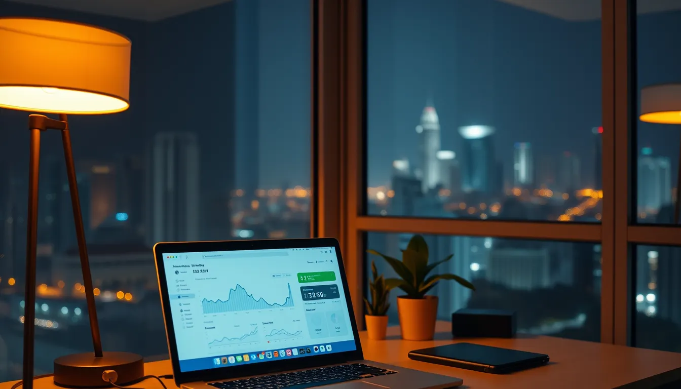 AI business dashboard running overnight in a Singapore home office, representing how to start a business with AI in Singapore