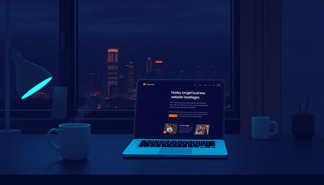 Laptop showing a newly launched online business website on a desk at night, representing launching an online business in one day